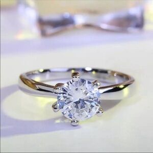 Solitaire Engagement Ring 3 Ct Round Cut Cubic Zirconia
